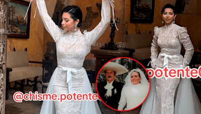 Ángela Aguilar y el costoso vestido que habría utilizado en su boda con Nodal ¿Será de Flor Silvestre?