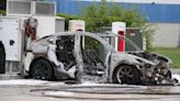 Tesla Vehicle Burns to a Crisp at Supercharger Station