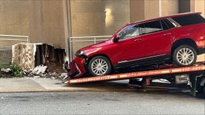 Vehicle crashes into UPMC Presbyterian Hospital walkway support pillar