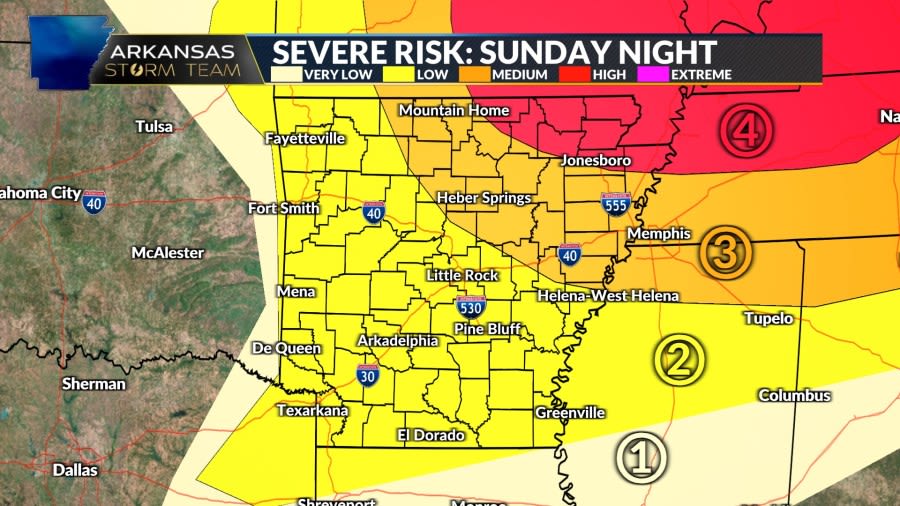 LIVE UPDATES: Severe weather expected in the Natural State Sunday night