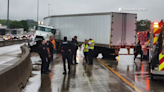 18-wheeler hydroplanes on Eastex Freeway due to severe weather across the Houston area
