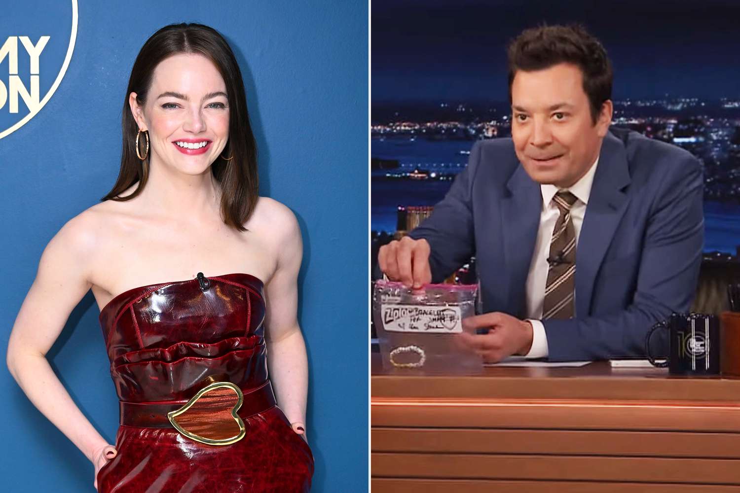 Jimmy Fallon Shows Off Friendship Bracelet Emma Stone Made for Him — with a Hilarious Message on It!