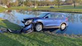 Child takes car, crashes into pond outside St. Jude Catholic Church