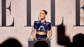Jennifer Lopez embraces armour-core with a chrome breastplate at the Elle Awards