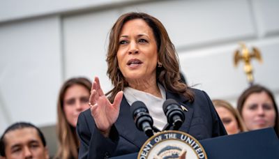 Kamala Harris praises Biden in first speech since campaign shakeup