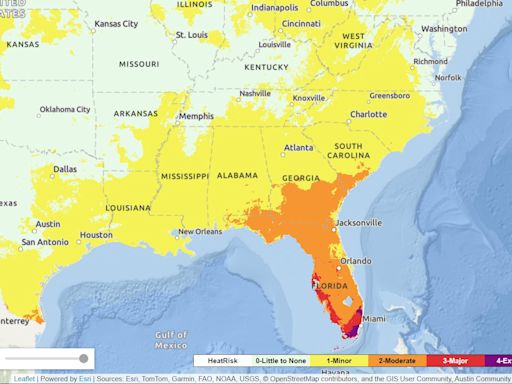 Florida heat map as "emergency" warning issued