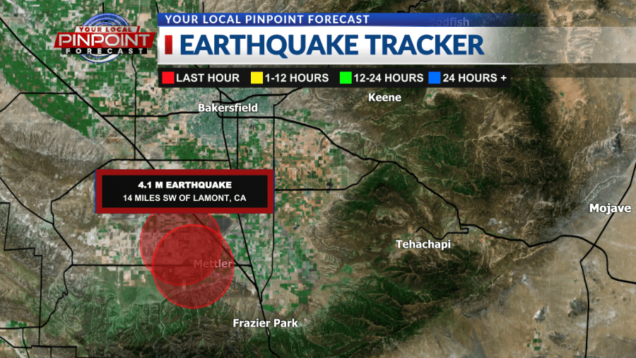 Preliminary magnitude 4.1 quake strikes south of Bakersfield: USGS