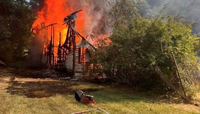 Two vacant structures intentionally set on fire at former Meadow View Swim Club.