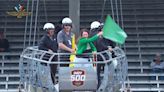 Former WTHR meteorologist Kelly Greene waves the green flag to open Indy 500 practice