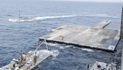 Images show US military building floating pier for Gaza aid