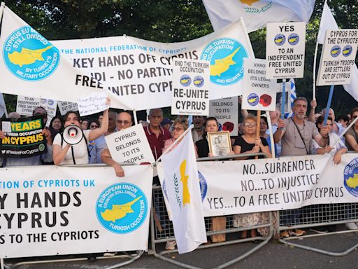 UK Cypriots protest outside Turkish embassy on 50th anniversary of invasion