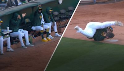 A's ball boy gets ovation from bullpen for tumbling snag - Stream the Video - Watch ESPN