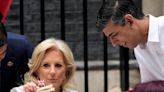 Jill Biden appears to inspect cheese and pickle sandwich at coronation lunch with Rishi Sunak
