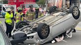 Car Flips Downtown After Wreck