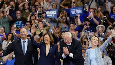 ‘Fight for our future’: Kamala Harris and Tim Walz hold first rally