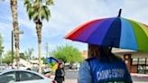 Clinic escorts wait to greet arrivals at Camelback Family Planning, an abortion clinic in Phoenix, Arizona