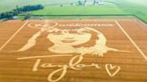 Mammoth message carved into a wheat field welcomes mega star Taylor Swift to Kansas City