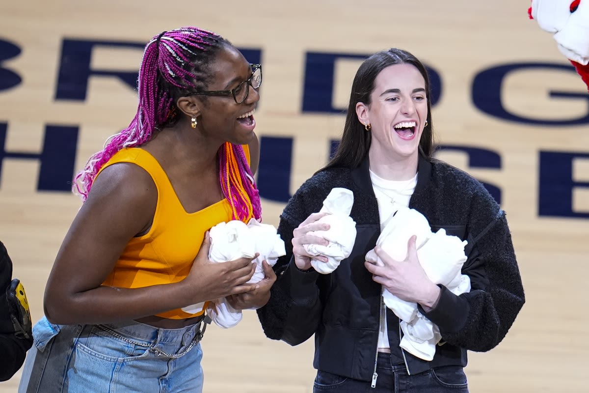 Caitlin Clark revs up Pacers fans with pregame playoff appearance