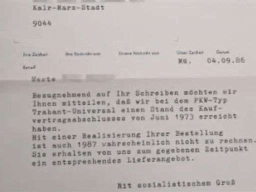 Über 30 Jahre alter DDR-Brief von Oma aufgetaucht: Trabi-Bestellung nimmt irre Wende nach der Wende