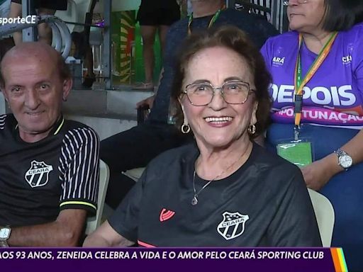 Torcedora do Ceará de 93 anos é homenageada e lembra quando só marido entrava no estádio