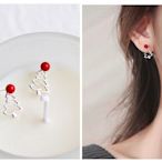 可愛 聖誕節 聖誕樹 造型 紅珠 s925抗敏感 耳針 耳環