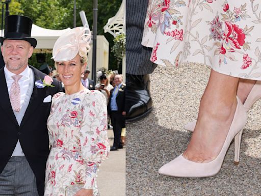 Zara Tindall Flatters Her Feet in Light Pink Suede Pumps at Royal Ascot 2024 with Husband Mike Tindall