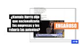 Video muestra a Kamala Harris hablando de quitar patentes de medicamentos, no de confiscar empresas