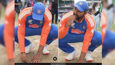 Rohit Sharma Eats Sand From Barbados Pitch After India's T20 World Cup Triumph, Video Goes Viral | Cricket News