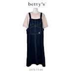 betty’s貝蒂思　兔子跳色壓線口袋吊帶牛仔洋裝(深藍)