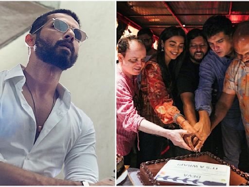 Deva: Pooja Hegde and team cut cake as they wrap the film while Shahid Kapoor gives celebration a miss; PICS