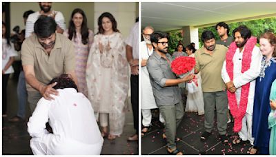 Pawan Kalyan tears up after receiving grand welcome at Chiranjeevi’s home after election victory, hugs Ram Charan. Watch