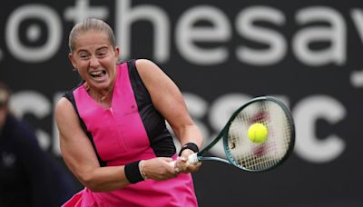 Wimbledon 2024: Ostapenko wins Eastbourne opener as Rybakina withdraws