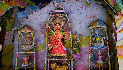 In pictures: Eco-friendly to glitzy themes at Puja pandals from Babubagan and Barisha to Kalyani