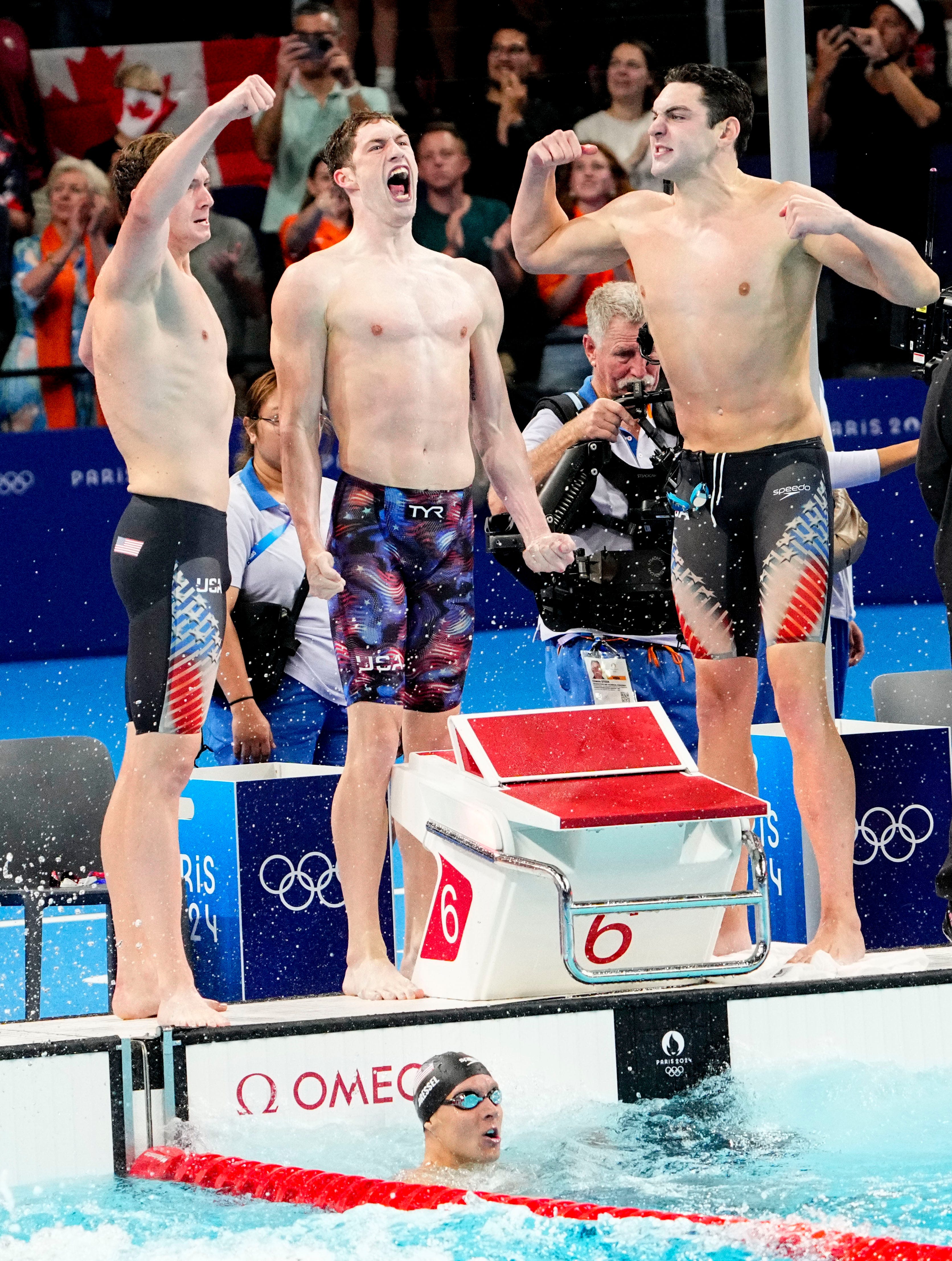 Thrilling performances in swimming relays earn Team USA medals — including first gold