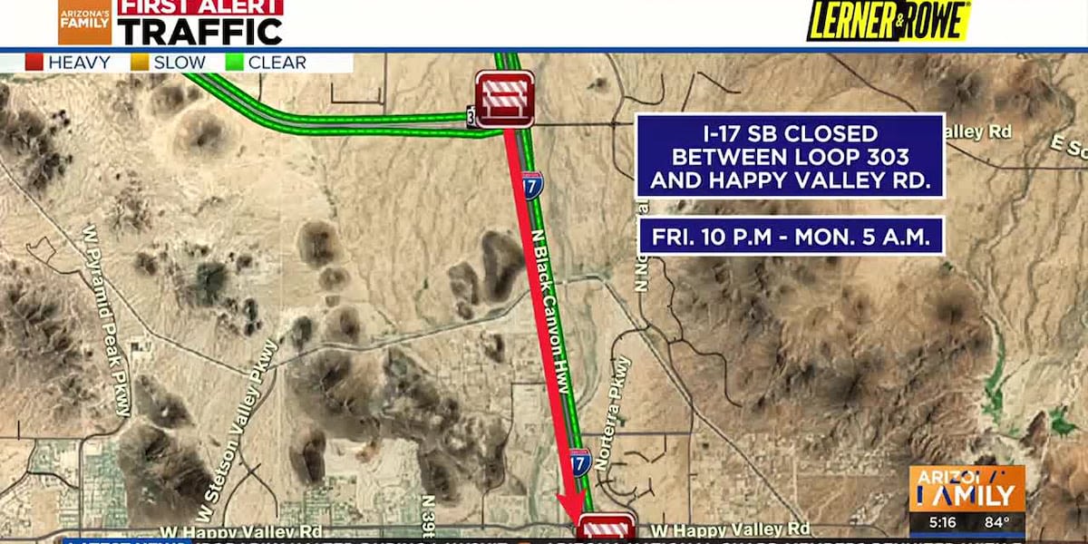 I-17 closure to impact drivers coming into Phoenix this weekend