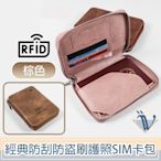 Viita 經典防刮RFID防盜刷護照機票包/拉鍊SIM卡證件包 棕
