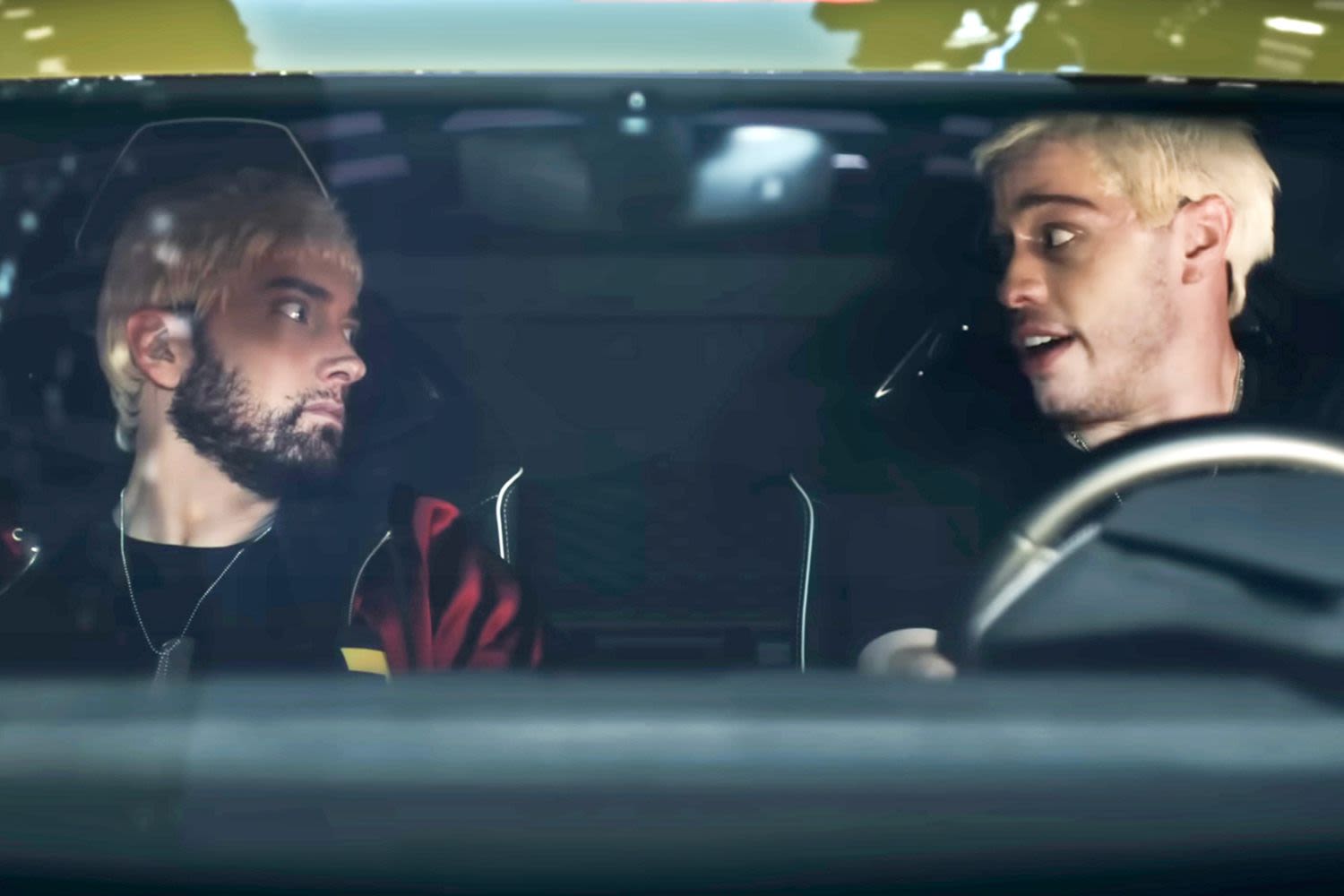 Pete Davidson wrecks Eminem's car in star-studded 'Houdini' music video