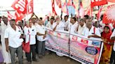 Trade unions stage demo against Centre’s new criminal and labour laws