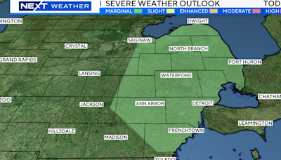 Marginal risk of severe storms Monday night in Southeast Michigan