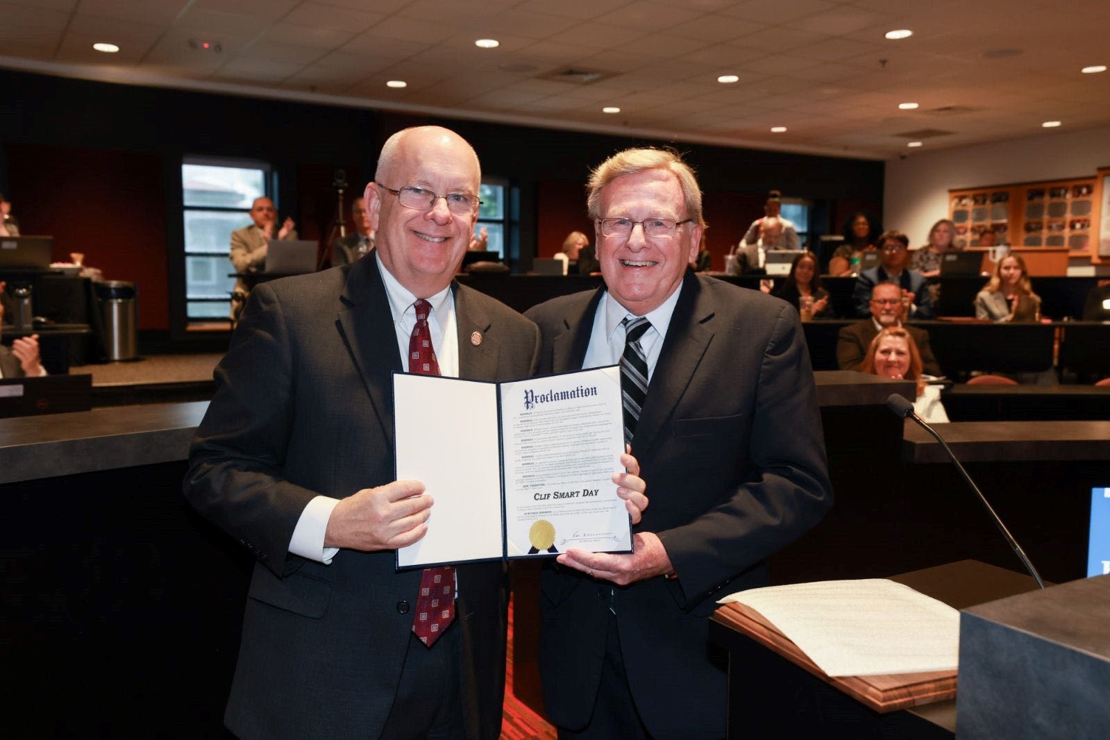 At final MSU board meeting, retiring Clif Smart awarded key to the city, Bronze Bear