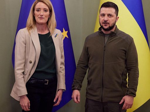 Zelenski y Metsola reivindican en Kiev la unidad europea ante la agresión rusa a Ucrania