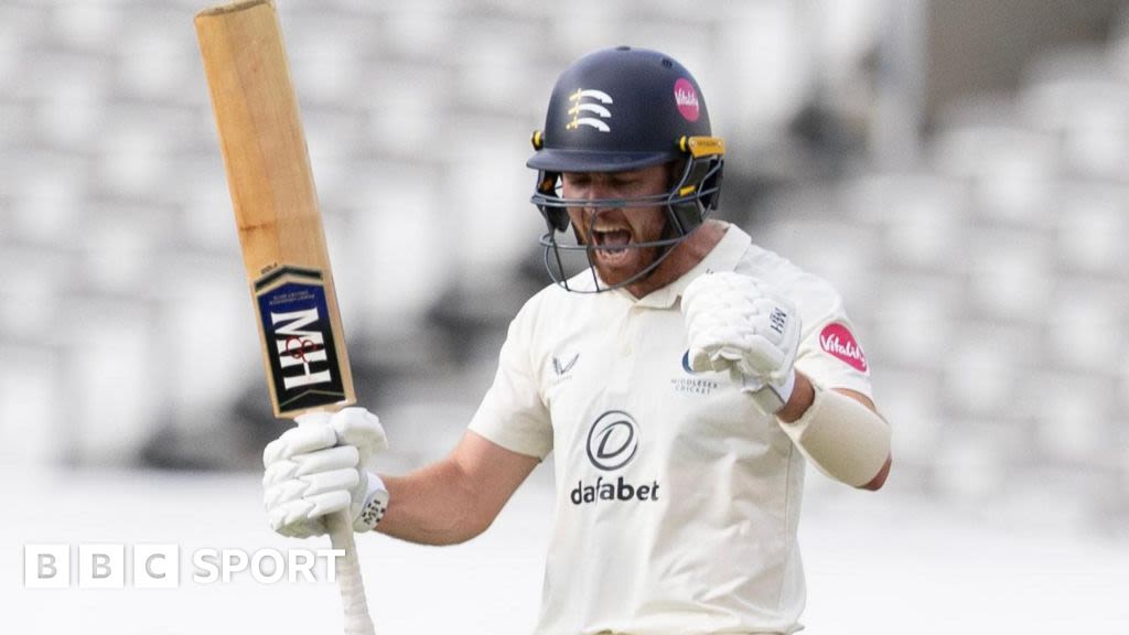 County Championship: Ryan Higgins ton helps Middlesex recover against Derbyshire