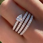 925 純銀時尚多層戒指女士奢華鋪鑲閃亮立方氧化鋯銀色新款 2023 年結婚戒指首飾