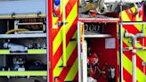 Tractor fire near Oswestry - firefighters on the scene