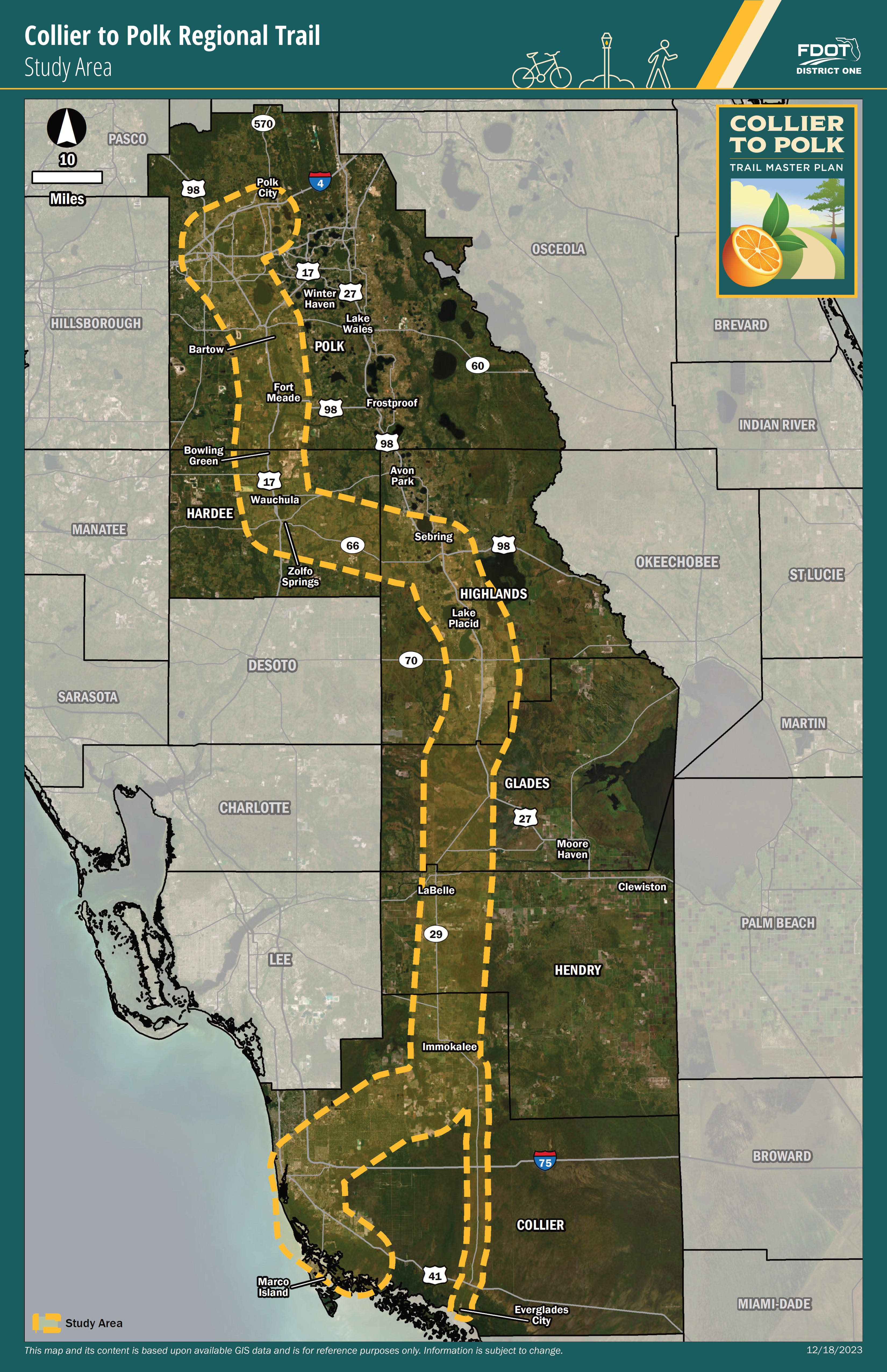 FDOT is planning a 210-mile walking and biking trail from Polk to Collier County