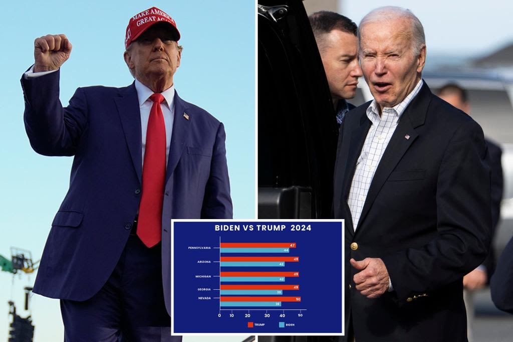 Trump now leading in 5 battleground states — all of which Biden won in 2020: poll