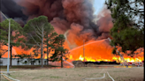 Flames 3 stories high fill horizon as fire engulfs North Carolina industrial facility