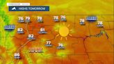 Sunny and warmer with less wind on Thursday