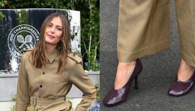 Maria Sharapova Pops in Wine-Colored Leather Pumps at Wimbledon Championships 2024 in London