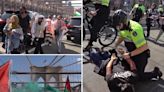 Hundreds of anti-Israeli protesters — some chanting ‘death to America’ while burning US flags — storm Brooklyn Bridge